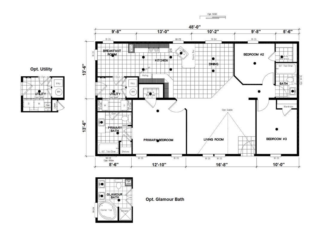 The DRM483F 48'              DREAM Floor Plan