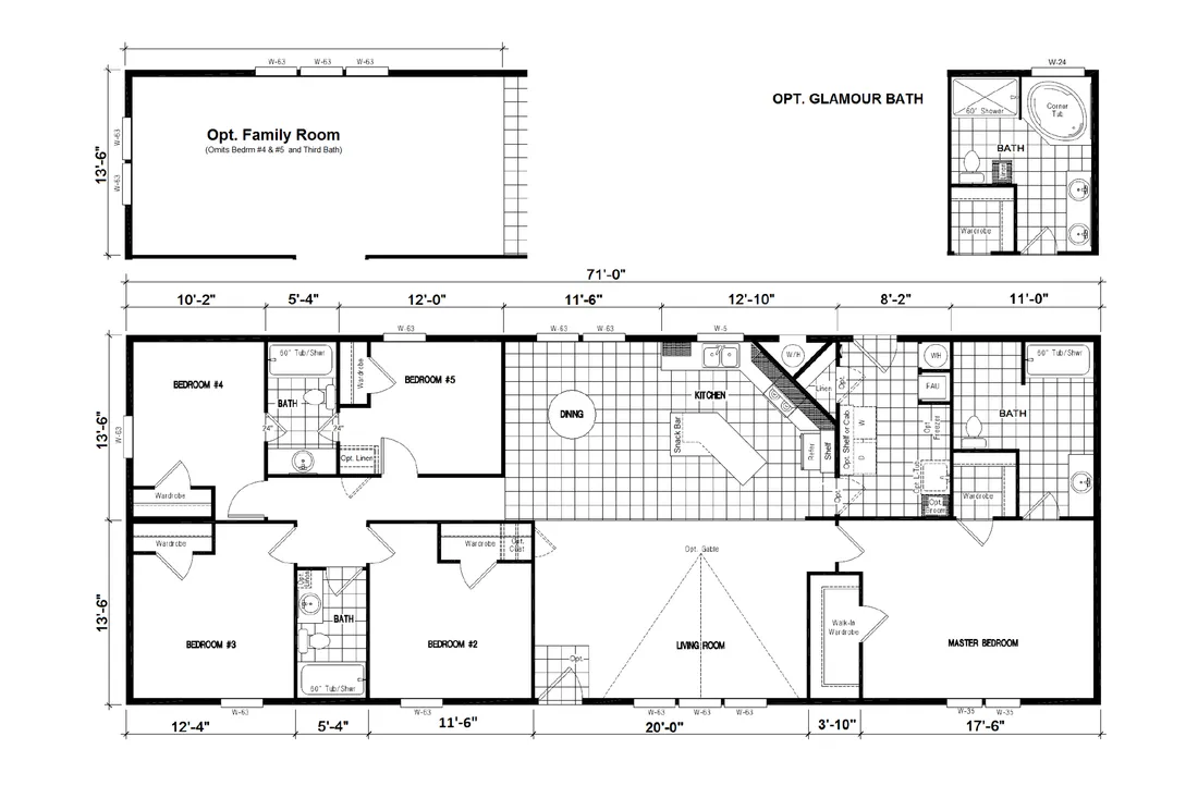 The DRM711F 71'              DREAM Floor Plan