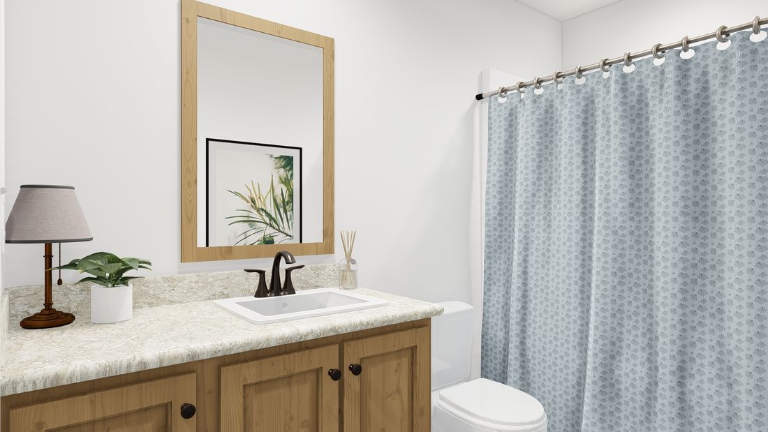 The ING382F REDWOOD II          GW Guest Bathroom. This Manufactured Mobile Home features 2 bedrooms and 2 baths.