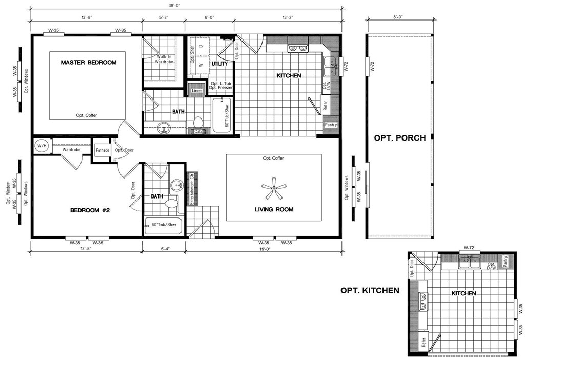 The ING382F REDWOOD II          GW Floor Plan
