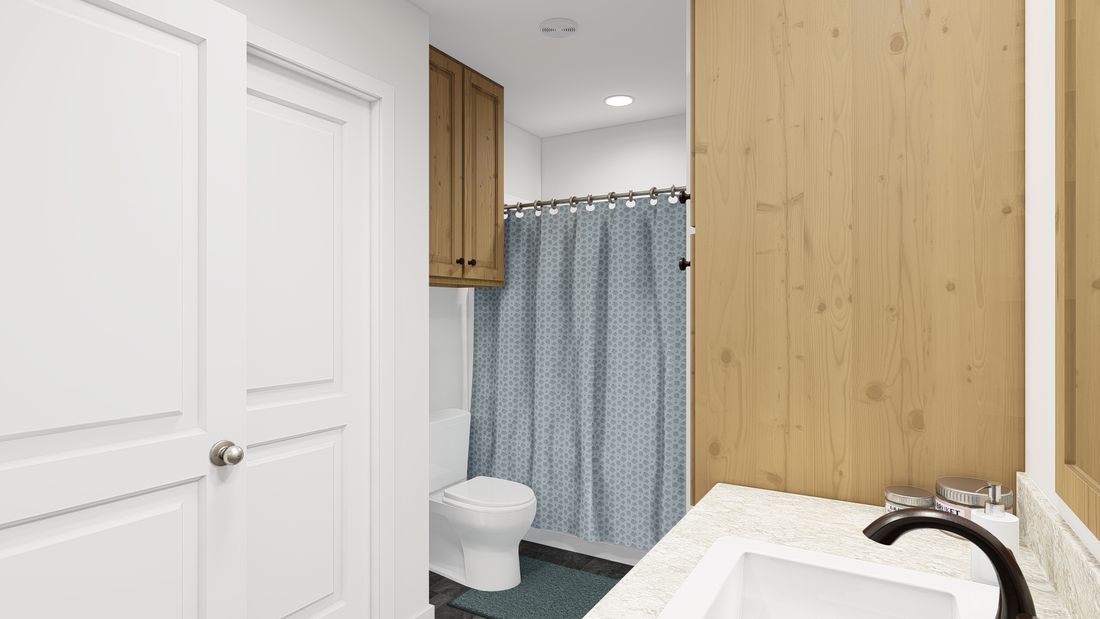 The ING382F REDWOOD II          GW Primary Bathroom. This Manufactured Mobile Home features 2 bedrooms and 2 baths.