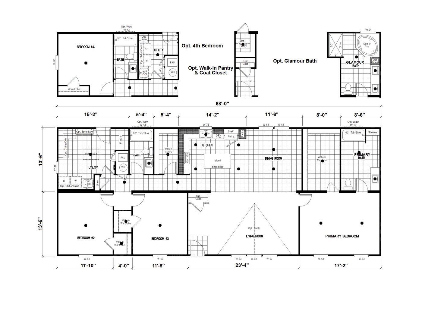 The DRM683F 68'              DREAM Floor Plan