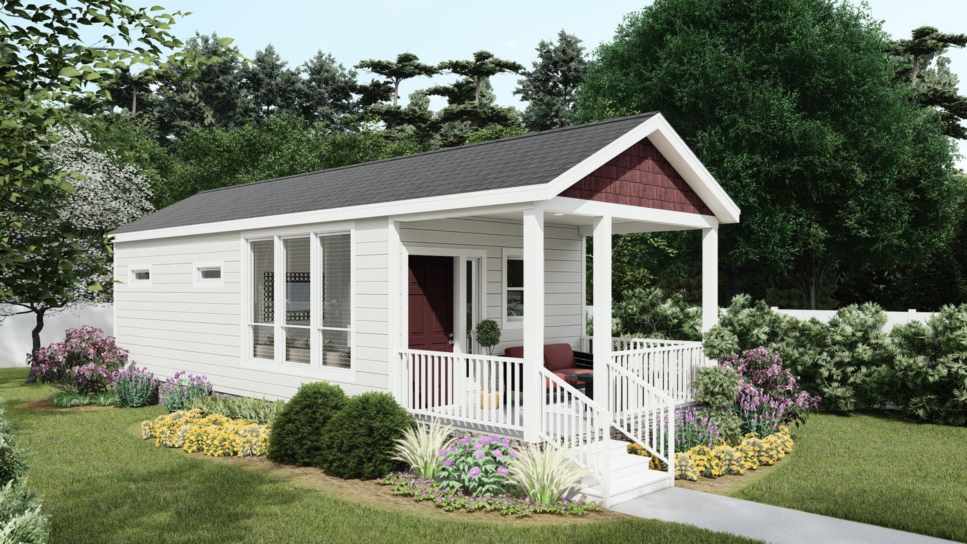 The CASITA 30-1M+8'PORCH DREAM Exterior. This Manufactured Mobile Home features 1 bedroom and 1 bath.