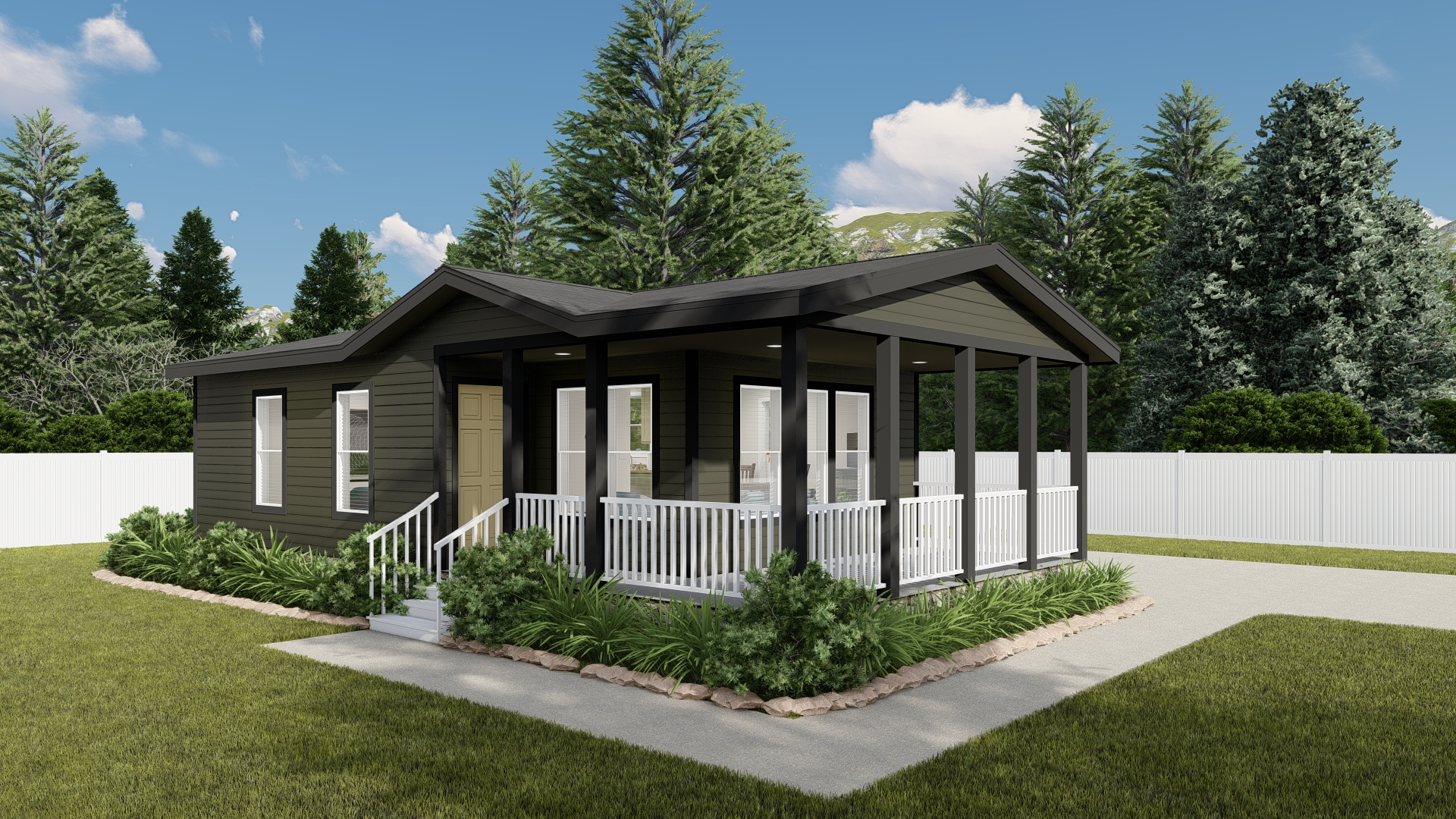 The DRM301P 2030' DREAM Exterior. This Manufactured Mobile Home features 1 bedroom and 1 bath.