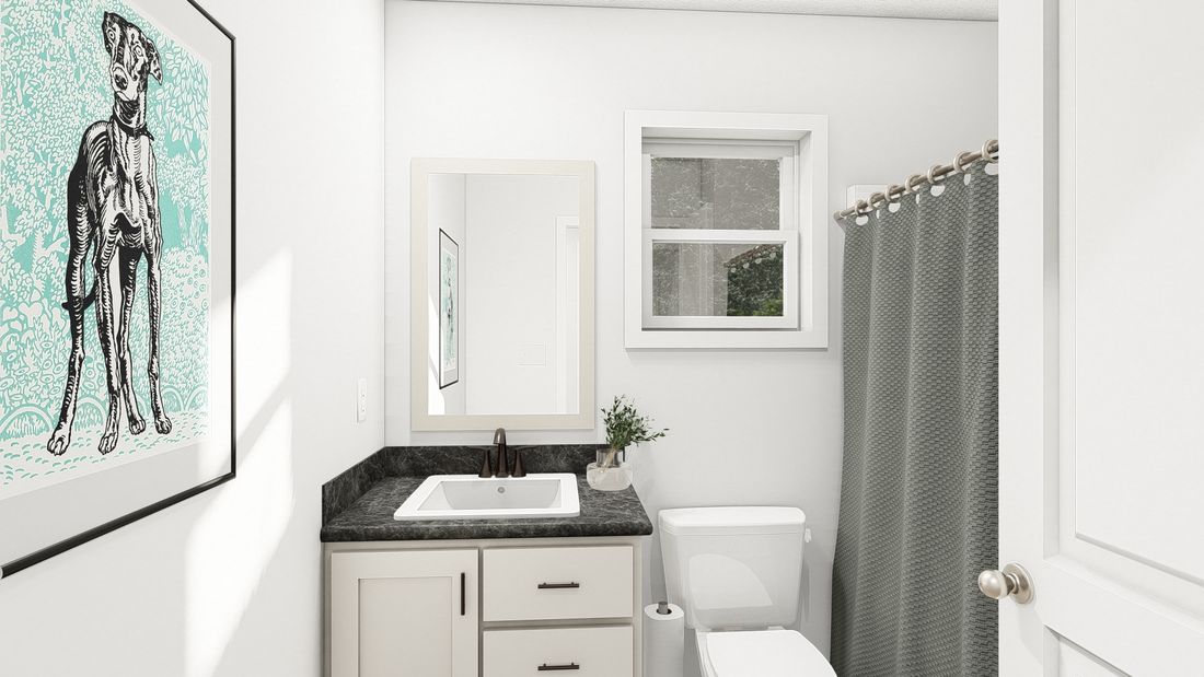 The DRM482P 2048' DREAM Guest Bathroom. This Manufactured Mobile Home features 2 bedrooms and 2 baths.