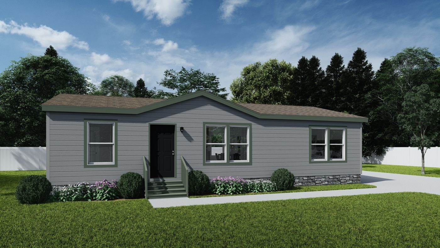 The DRM443F 44' DREAM Exterior. This Manufactured Mobile Home features 3 bedrooms and 2 baths.