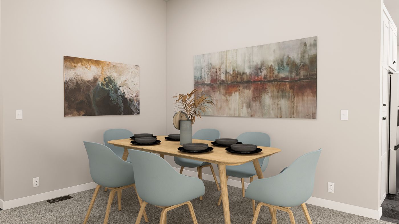 The ING602K GENERAL SHERMAN GW Dining Area. This Manufactured Mobile Home features 3 bedrooms and 2 baths.