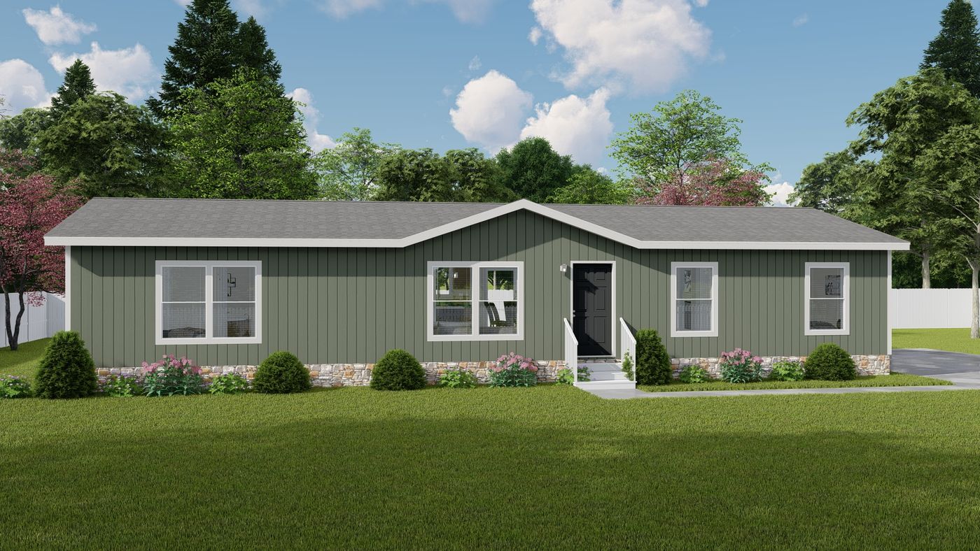 The DRM601F 60'              DREAM Exterior. This Manufactured Mobile Home features 4 bedrooms and 2 baths.